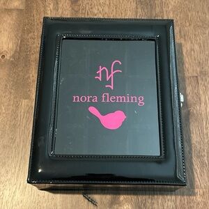 Nora Fleming 9-Slot Black Vinyl Mini Storage Case. Pink Bird Logo RETIRED